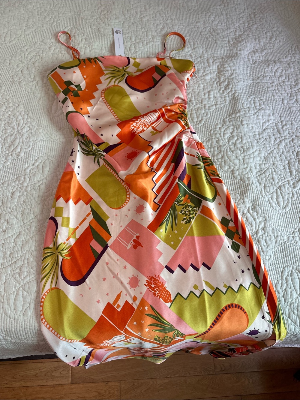 House of Harlow Pink & Orange Tropical Print Sundress midi / maxi